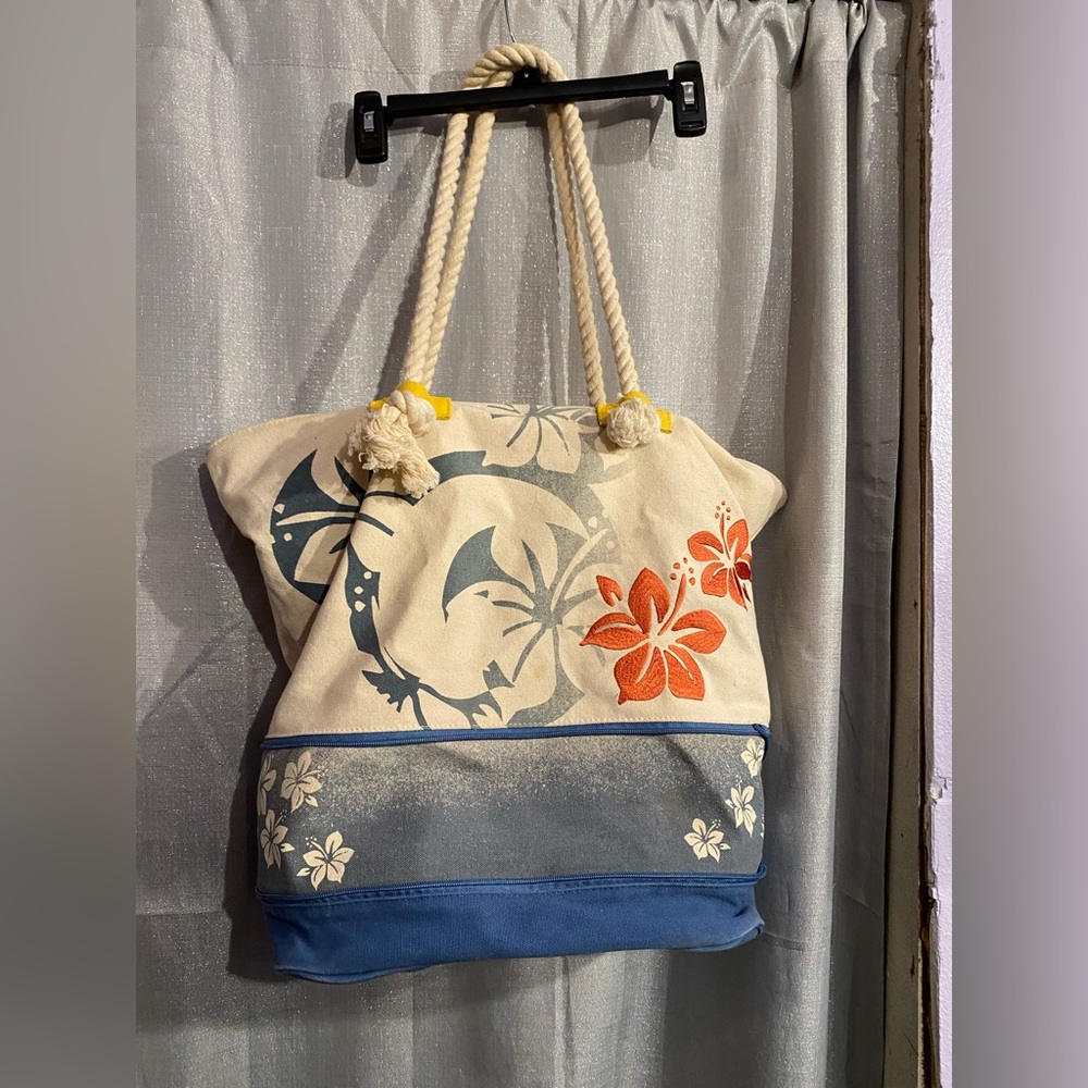 Disneyland Parks Aloha Canvas Tote Bag Large Mickey Ears 20" Wide